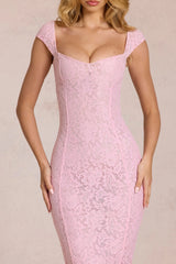 Sweetheart-Neck Maxi Dress In Blossom Pink