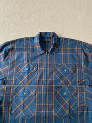 Balenciaga Men's Checkered Cotton Long-Sleeve Spring/Fall Solid-Color Collared Loose-Fit Zipper Shirt Ngvp #2723