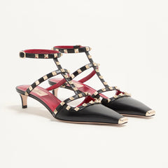 Valentino Rockstud Court Shoes In Kid Leather 40mm for Woman in Phard #393376