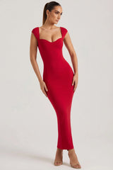 Sweetheart Neckline Maxi Dress In Red
