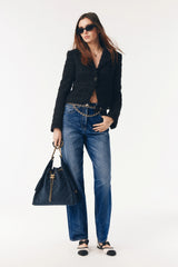 Chanel Women's Fall/Winter Tweed Blazer with Lapel and Single-Button Fastening Retro High-Street Long-Sleeve Jacket Ngvp #2599