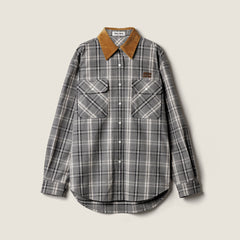 MiuMiu Slate Gray Checked Flannel Shirt and Miniskirt #333609