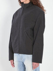 Balenciaga Women's Fall/Winter Padded Shoulder Zipper Solid Color Loose-Fit Short-Length Long-Sleeve Jacket Ngvp #2716