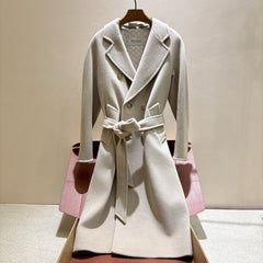 MaxMara Women's Fall/Winter Fashion Classic Solid Color V Neck Single Breasted Long Sleeve Mid Length Coat Jacket #79426