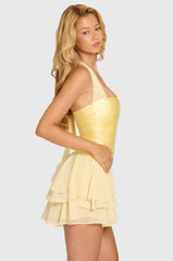 Satin Corset Mini Dress In Butter