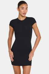 Buttercloud™ Cap Sleeve Mini Dress In Black