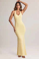 Modal Halterneck Maxi Dress In Lemon Sherbet