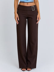 Elysa Pant Brown Pinstripe