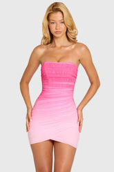 Mesh Bodycon Mini Dress In Pink Ombre