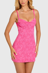 Sequin Lace Tie-Back Mini Dress In Raspberry