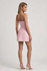 Sweetheart-Neck Strapless Structured Mini Dress In Soft Pink