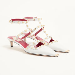 Valentino Rockstud Court Shoes In Kid Leather 40mm for Woman in Phard #393376