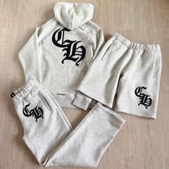 Chrome Hearts Patch Letter Embroidery Gray Sweatshirt Trousers Shorts #386601