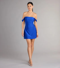 Classics Lover Off-The-Shoulder Satin A-Line Mini Dress