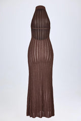 Backless Halterneck Maxi Dress In Bronze