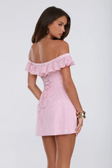 Darling Pop Off Shoulder Mini Dress Pink
