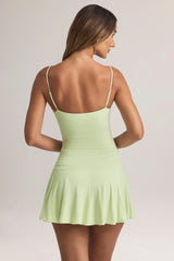 Modal Ruched A-Line Mini Dress In Sage Green