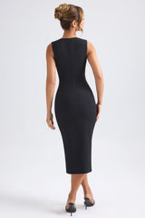 Sweetheart-Neck Midaxi Dress In Black