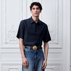DIOR Dior Oblique Short-Sleeved Shirt and Shorts Blue Cotton-Silk Jacquard #387471
