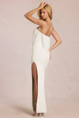 Bandeau Draped Maxi Dress In Pearl