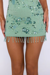 The Glitter Room Embellished Mini Dress Sage