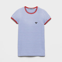 PRADA Periwinkle red Striped Jersey T-shirt #378582
