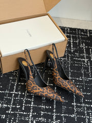 Saint Laurent Pointed Toe Stiletto Heel Back Sandals #390744