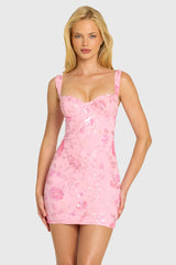 Embellished Bodycon Mini Dress In Blossom