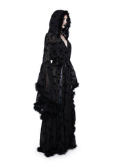 Witch You Were Here Marabou Robe - Black