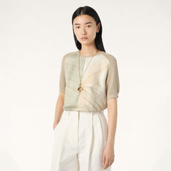 Loro Piana Maestrale Top Silk Burnt Sugar Vory Light Brown Jumpers #387740