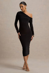 Cleo | Black Bodycon Midi Dress