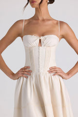 Lace-Trim Pintucked Poplin Midaxi Dress In Ivory