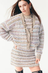 Chanel 25FW Multiple Color Block Cardigans Retro V-Neck Loose Contrast Striped Knitted Jacket #332368