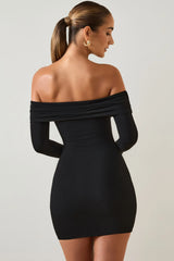 Modal Off-Shoulder Mini Dress In Black