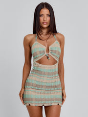 Hale Mini Dress Green Stripe