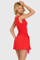 Modal Wrap Mini Dress In Cherry