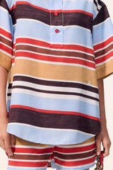 CHANEL Top Silk Blue Red Brown Beige White #387007