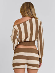 Sundaze Shorts Brown Beige Stripe