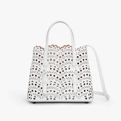 Alaia MINA 20 BAG IN VIENNE WAVE CALFSKIN Women's Solid Color Openwork Design Button Closure Wave Calfskin Shoulder Bag Handbag Bags #77381