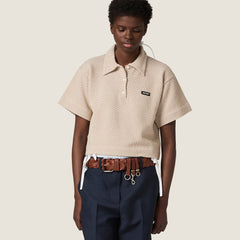 MiuMiu White Camel Brown Cotton Polo Shirt #386350
