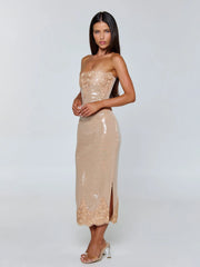 Saela Midi Skirt Beige