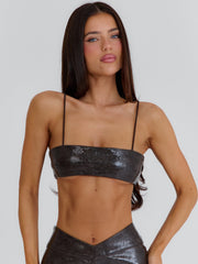 Ishani Crop Top Chocolate Brown