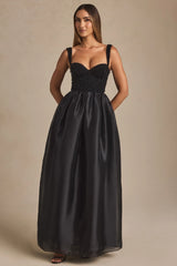 Embellished Corset Gown In Black