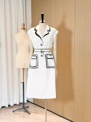 Hermès Hand-painted Style Belted Sleeveless Dress#387967