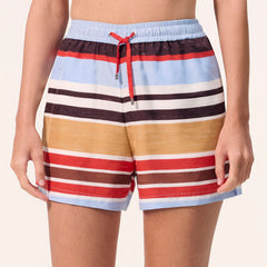 CHANEL Shirt Shorts Silk Blue Red Brown Beige White #386910