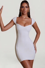 Sweetheart Neckline Cap Sleeve Mini Dress In White