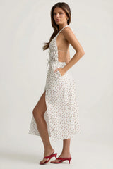 Backless Cotton-Poplin Midaxi Dress In Rose Print