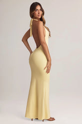 Modal Halterneck Maxi Dress In Lemon Sherbet
