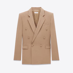 Saint Laurent Women's Sand-Colored Thin Suit Double-Breasted Six-Button Jacket Pants #321905