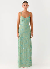 Vietta Sequin Cami Maxi Dress - Mint